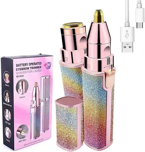 2 in 1 Rechargeable Eyebrow Trimmer & Facial Hair Remover