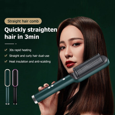 2 in 1 Electric Hair Straightener Curler Heating Comb